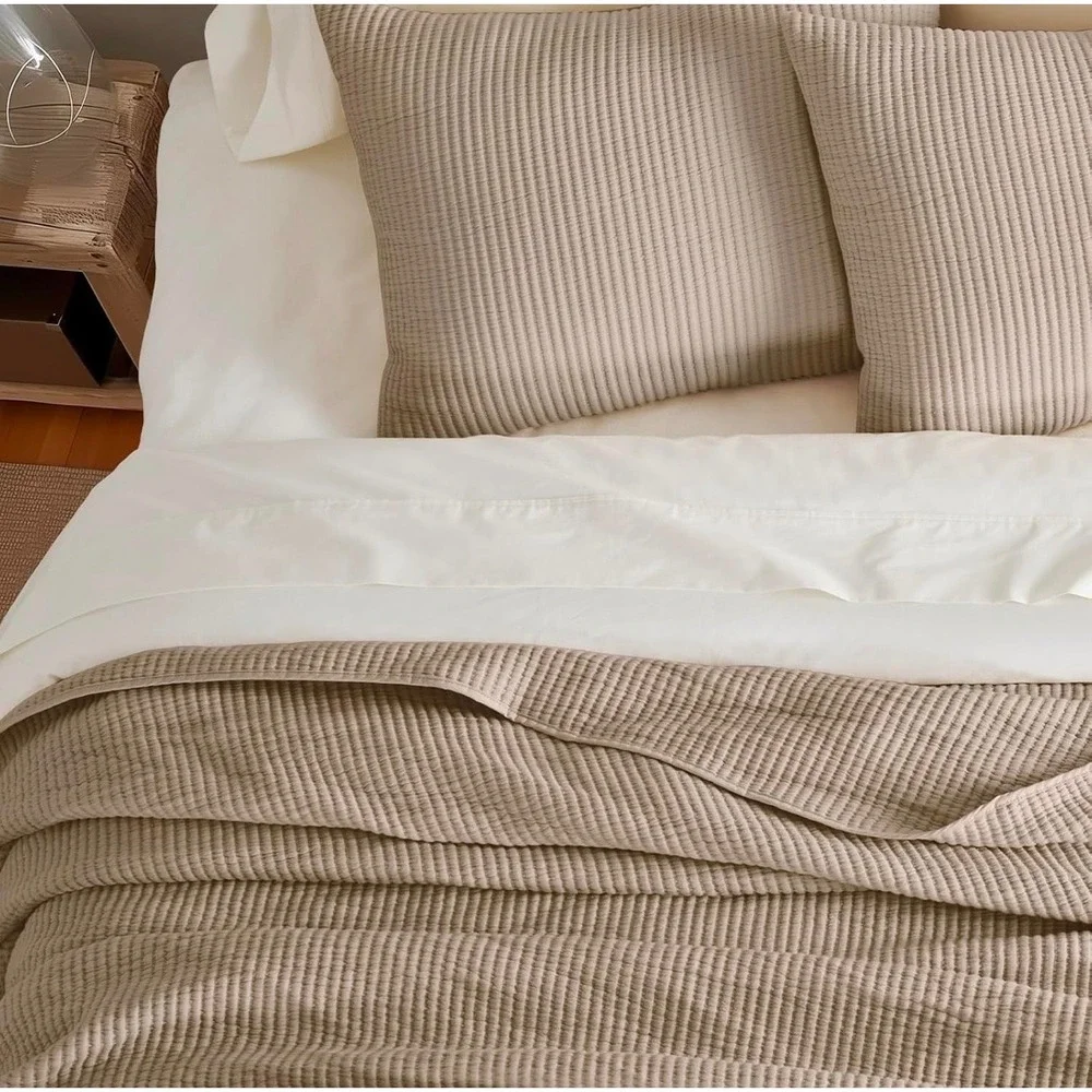 Evergrace Cotton Channel Matelasse Coverlet Set King/Cal King Tan 3pc New
